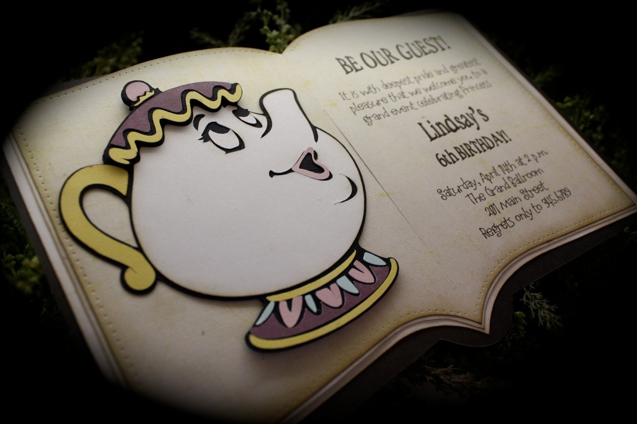 MRS POTTS/Beauty and the Beast...Open book Invitation