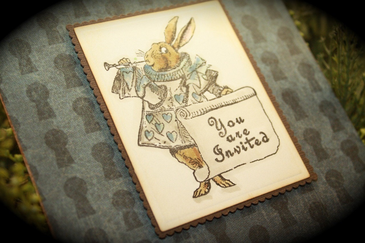 Alice in Wonderland QUEEN of HEARTS Playing Card invite for any occasion...