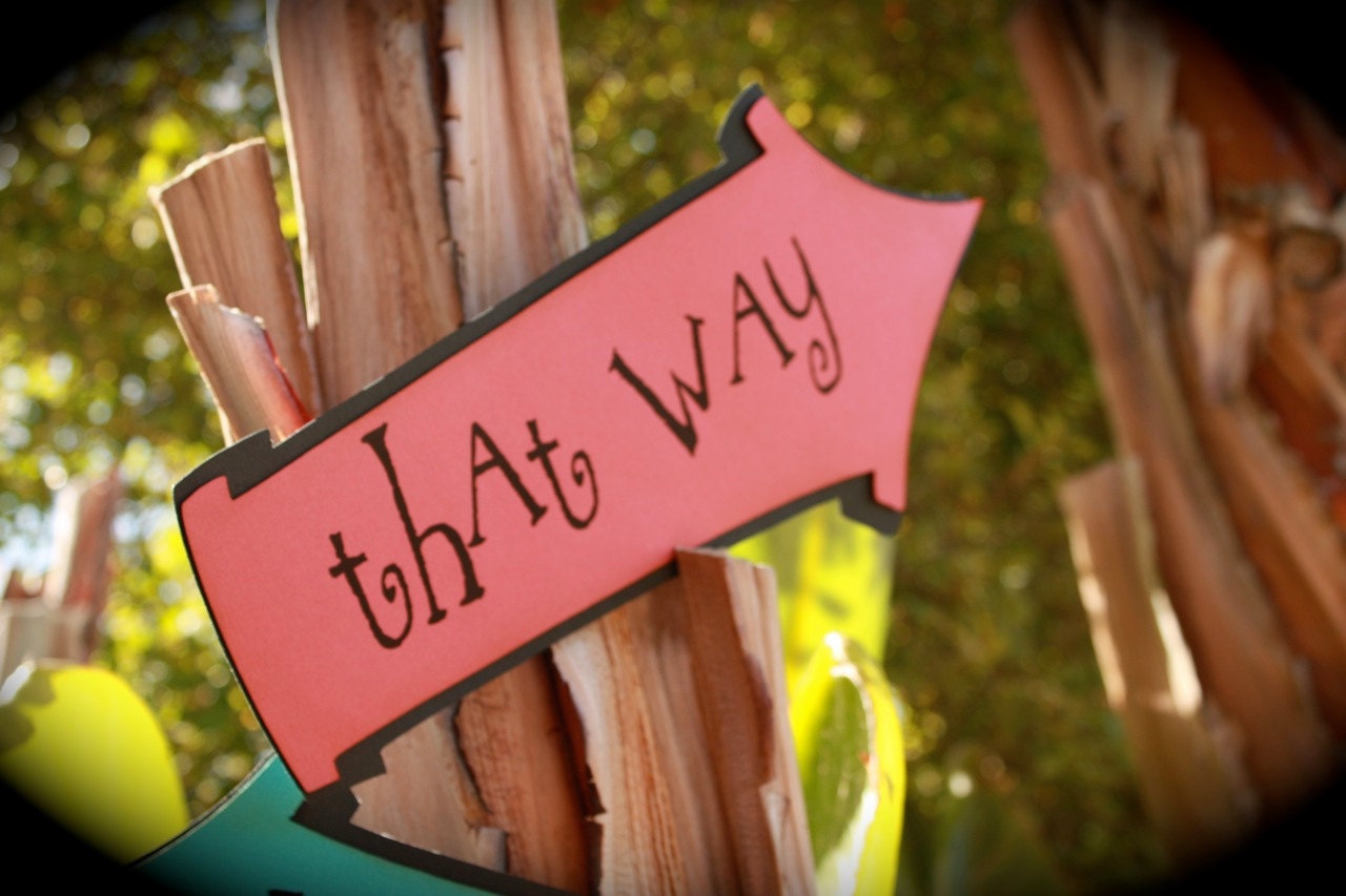 Alice in Wonderland (this way, that way) signs