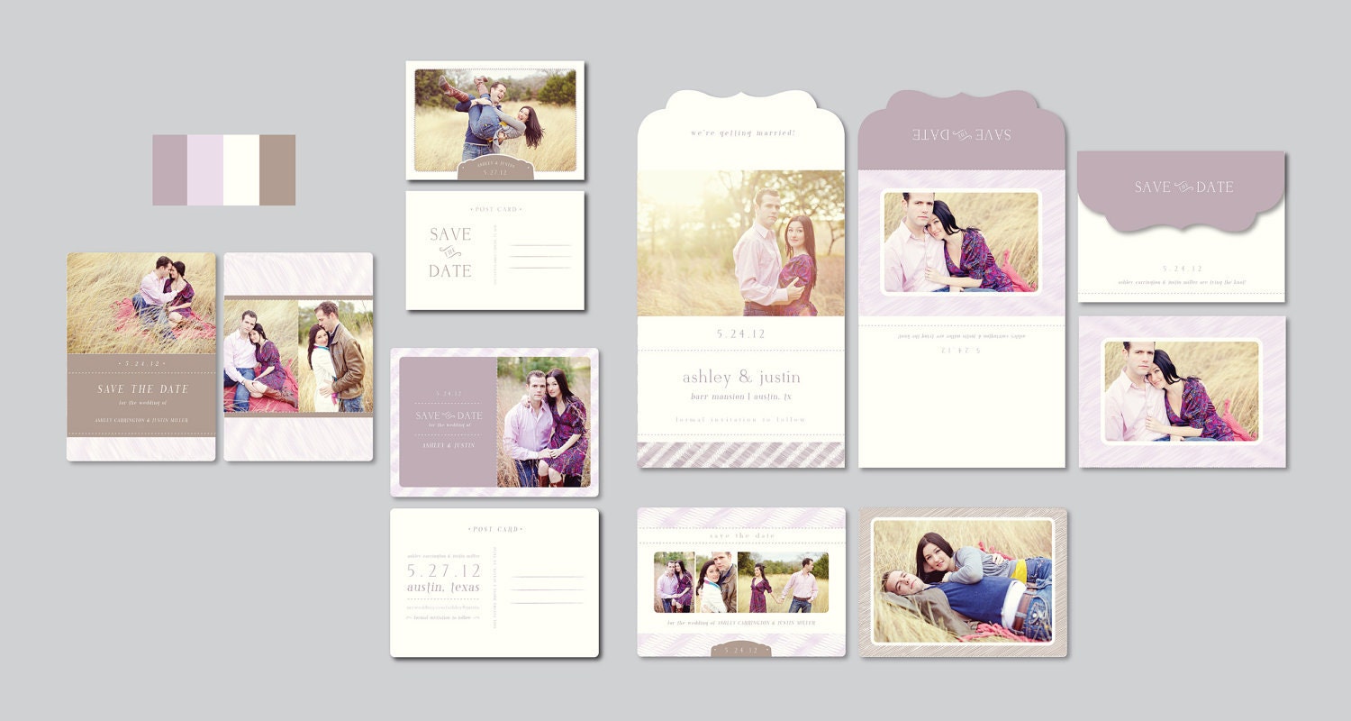 Vintage Save the Date Photography Template Set - Layered Photoshop Files