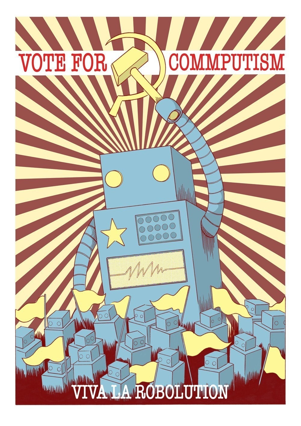 Vote Commputism - Viva La Robolution LARGE A1 Poster/Print