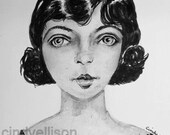 Priscilla Portrait Shy Girl Watercolor Print