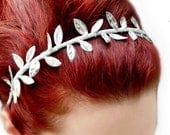 Greek Grecian Goddess Headband - Silver Leaf Crown