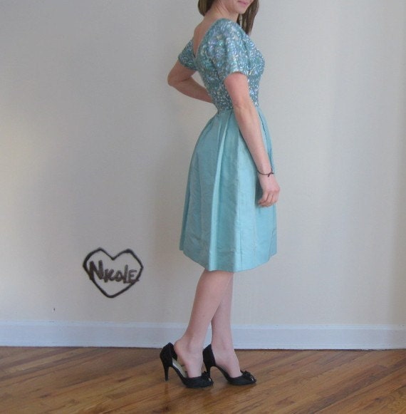 enchantment under the sea sequin dress . 1950 1960 sparkle bridesmaid gown .medium.sale