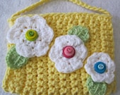 Children's Purse White Flowers with Bright Color Buttons