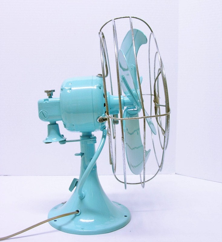 Refurbished Vintage GE Blue Oscillating Electric Fan