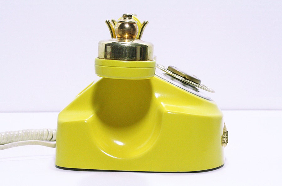 Reserved for Tonje - Refurbished Retro Yellow Bell Rotary Telephone