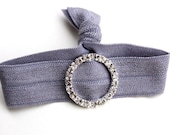 Grey Elastic Hair Tie with a Rhinestone Embellishment that Doubles as a Bracelet by Mane Message on Etsy