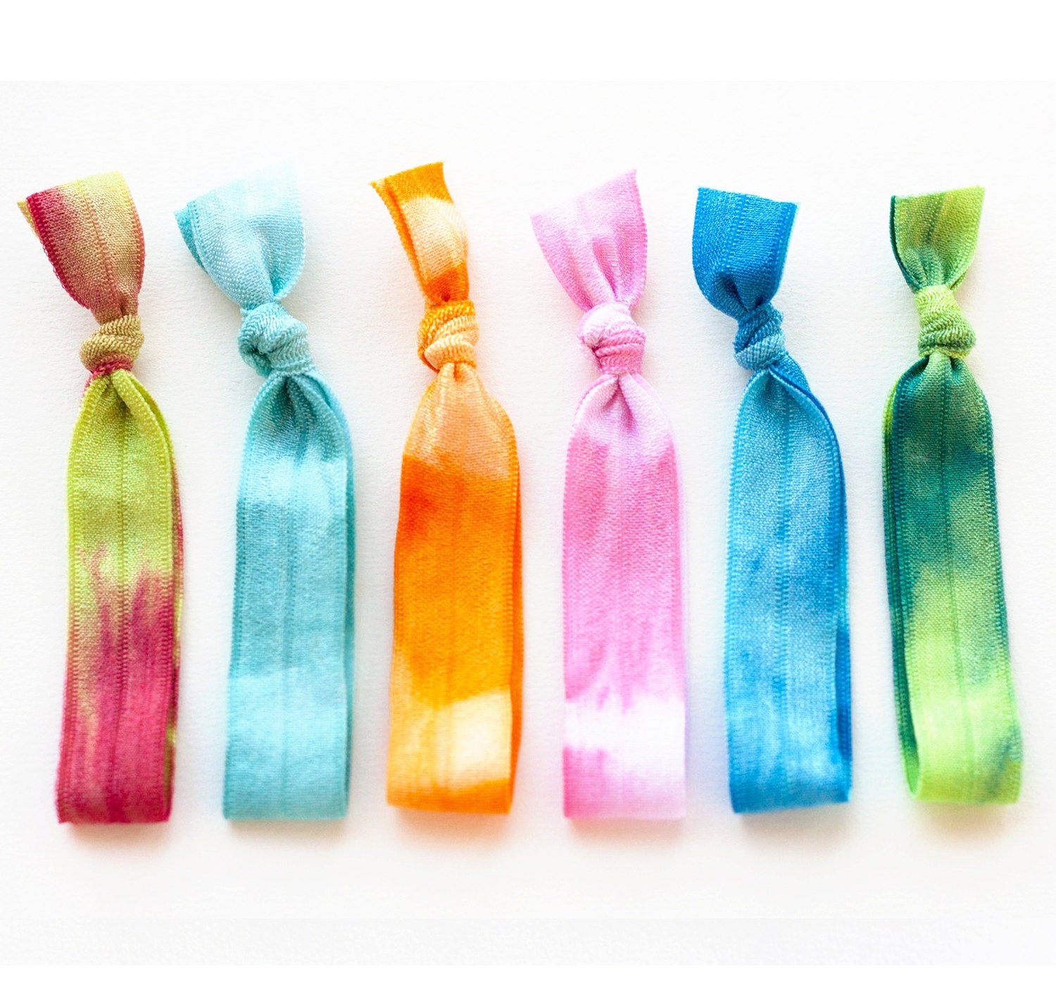 The Garden Hair Tie Package - Elastic Tie Dye Hair Ties Bracelets by Mane Message on Etsy