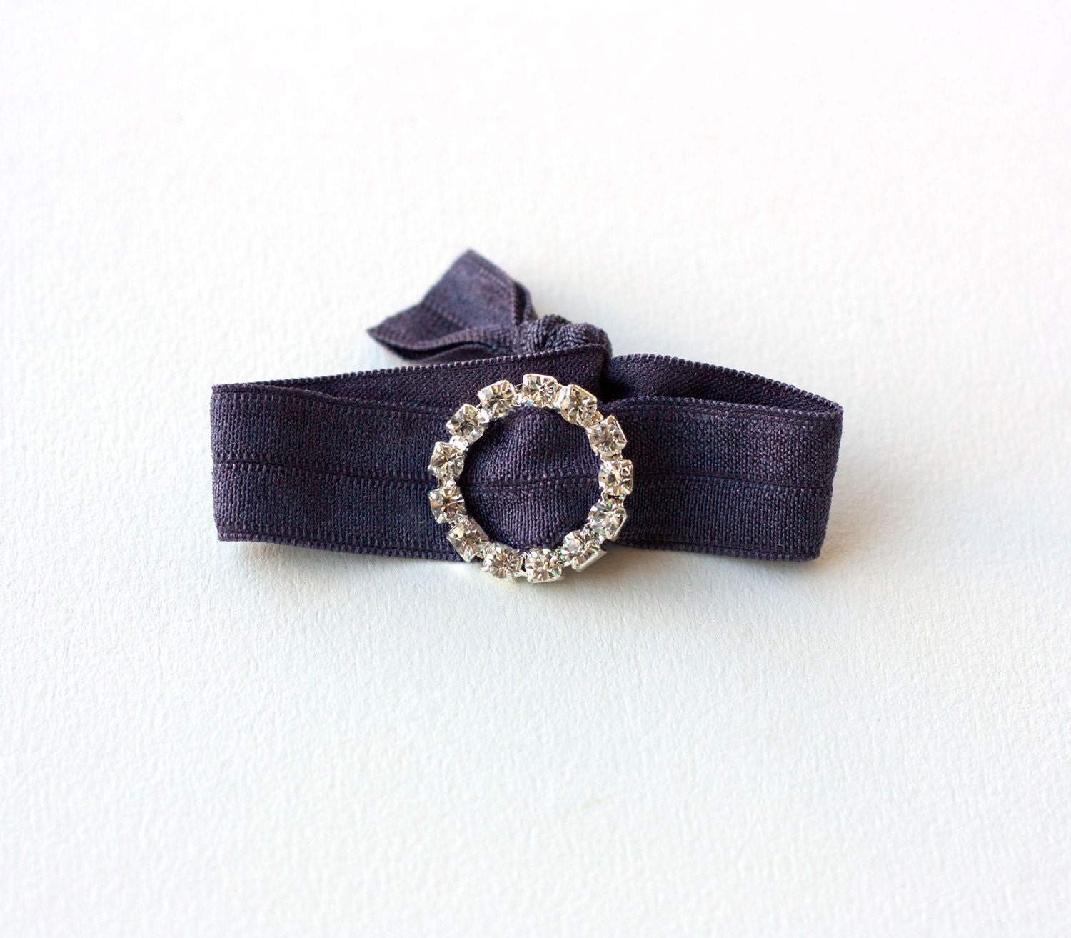 Coal Hair Tie with a Rhinestone Embellishment that Doubles as a Bracelet by Mane Message on Etsy