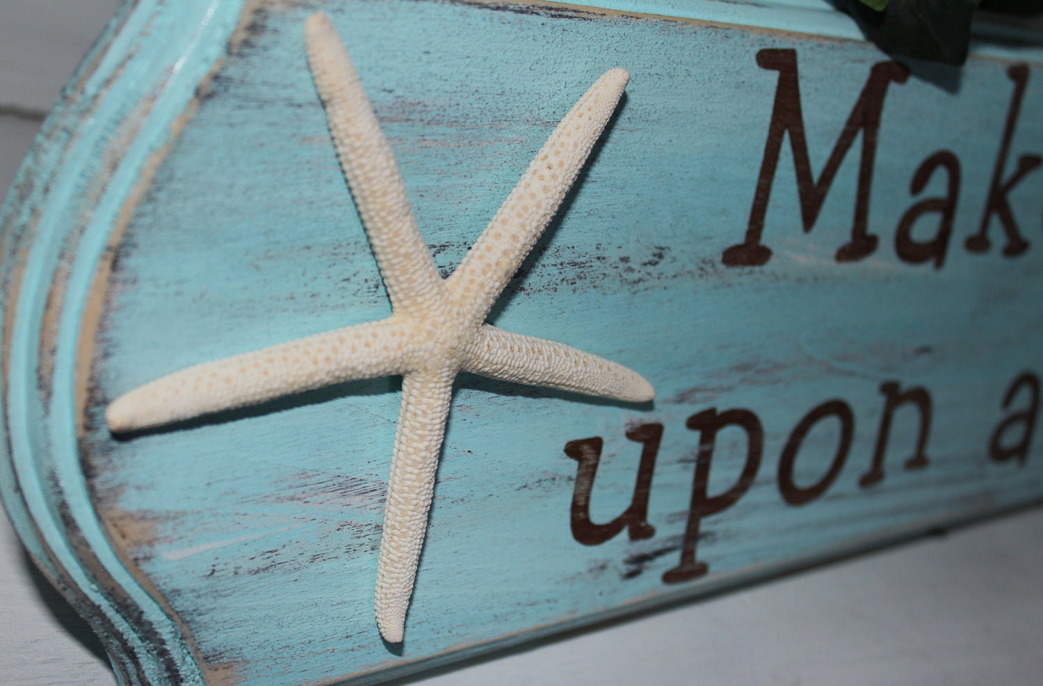 Starfish Make a Wish Sign Coastal Cottage Beach Decor Baby Nursery Decor