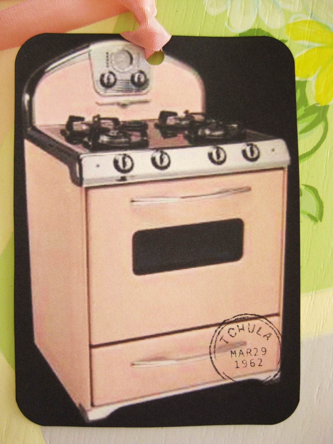 Retro Pink Stove Tags or Bookmarks