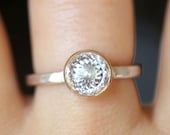 US SIze 7 - Portuguese Cut White Quartz In 14K Gold Ring (Limited Edition) -Ready To Ship