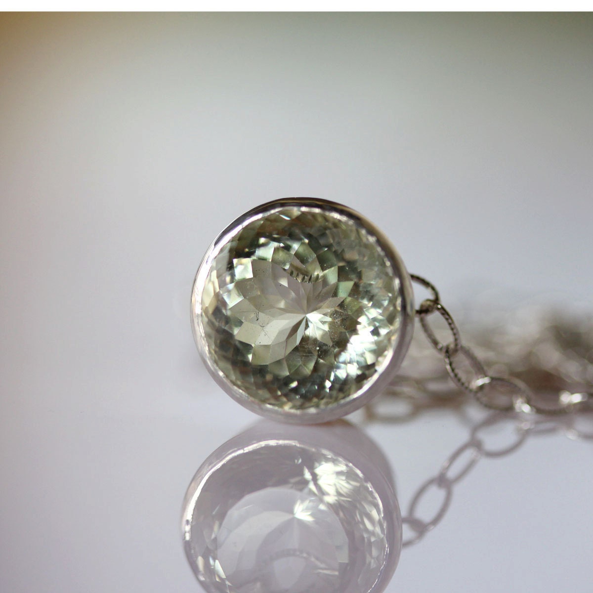 Portuguese Green Amethyst Halo Necklace - Ready To Ship