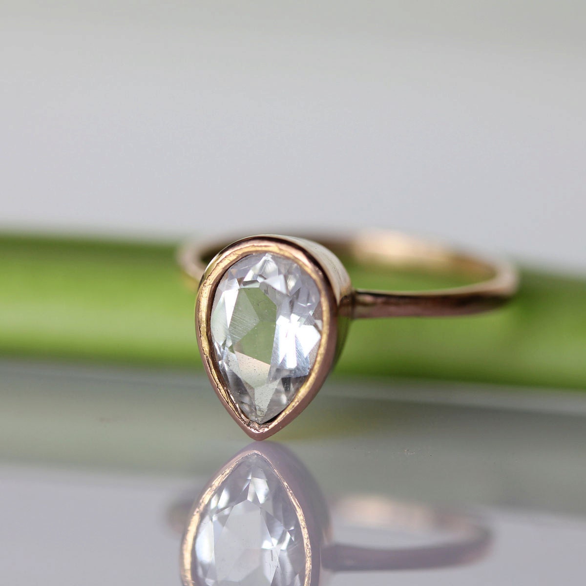 Herkimer Diamond Engagement Ring in 14k Rose Gold - Ready To Ship