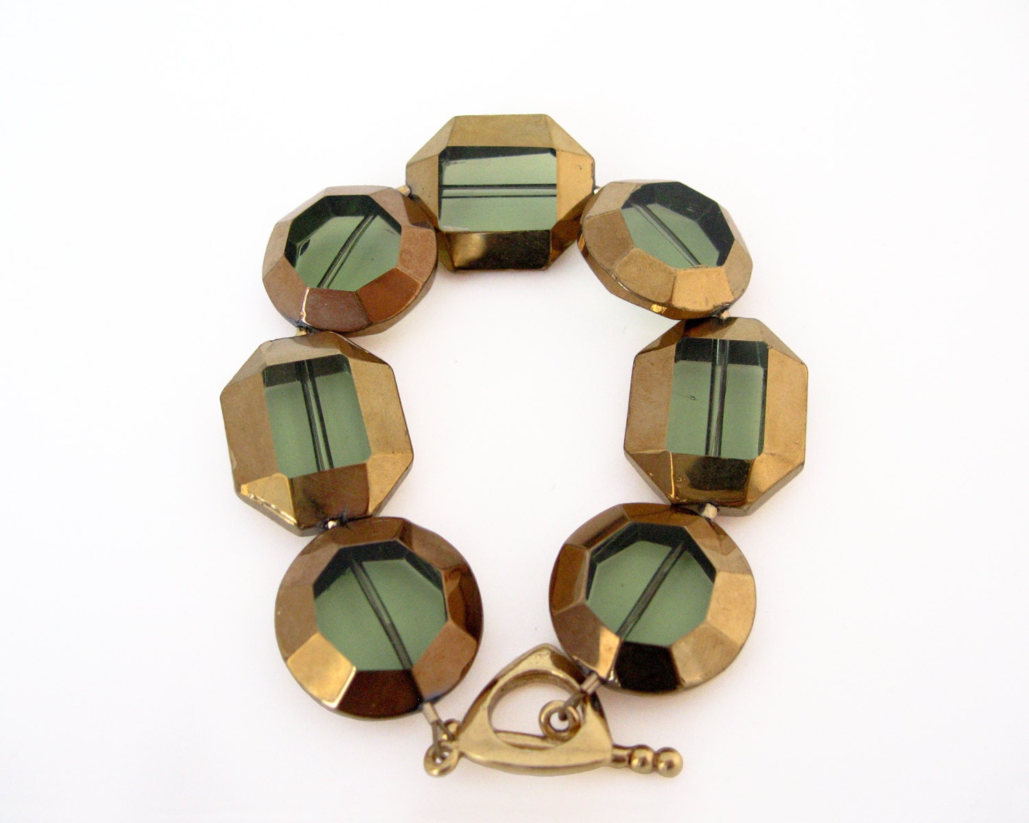 Green Geometric Bracelet Glass Window Beads