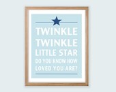 Printable Children's Wall Art. Twinkle Twinkle Little Star. Boy or Girl Styles. Can be personalized.
