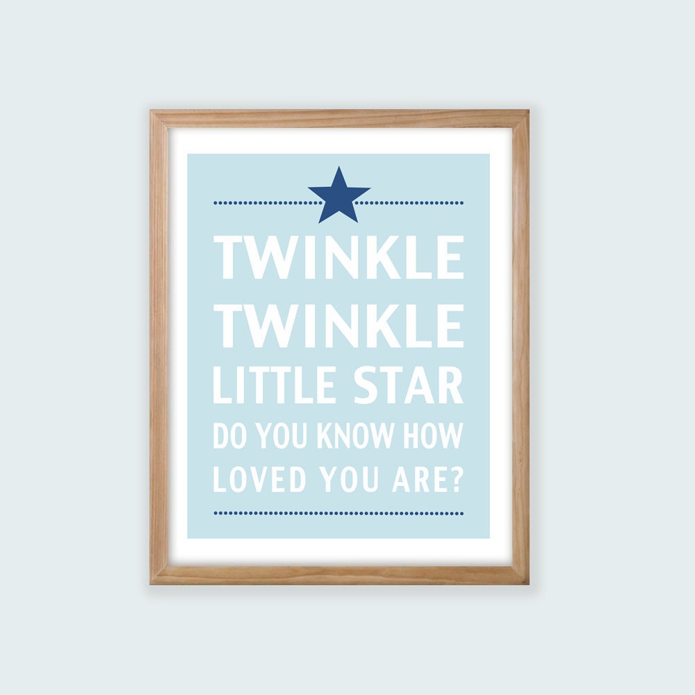Printable Children's Wall Art. Twinkle Twinkle Little Star. Boy or Girl Styles. Can be personalized.