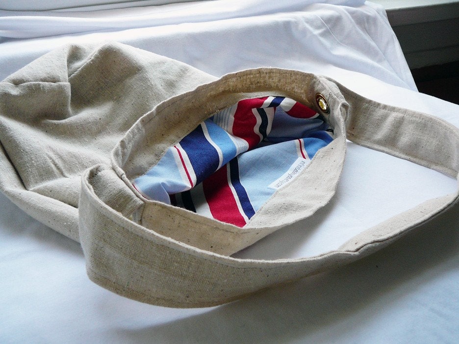Nautical Printed Canvas Bucket Bag: Sail Away