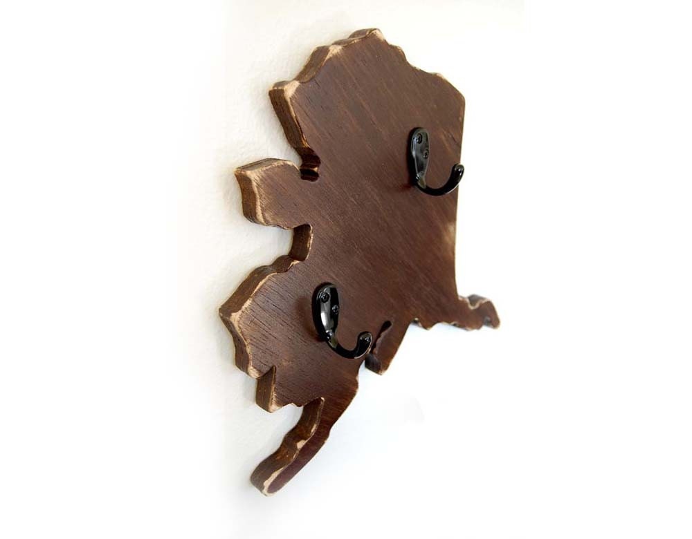 Alaska key hooks primitive rustic america key hooks organizer Chocolate Brown