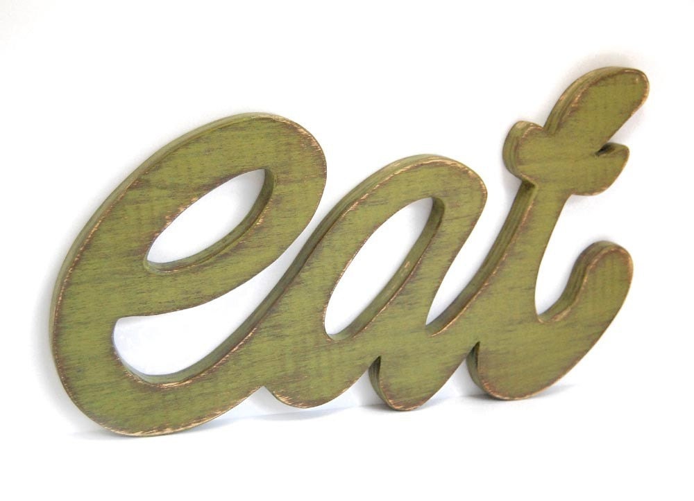 eat sign kitchen decor wood wall decor rustic country Forest Green Moss