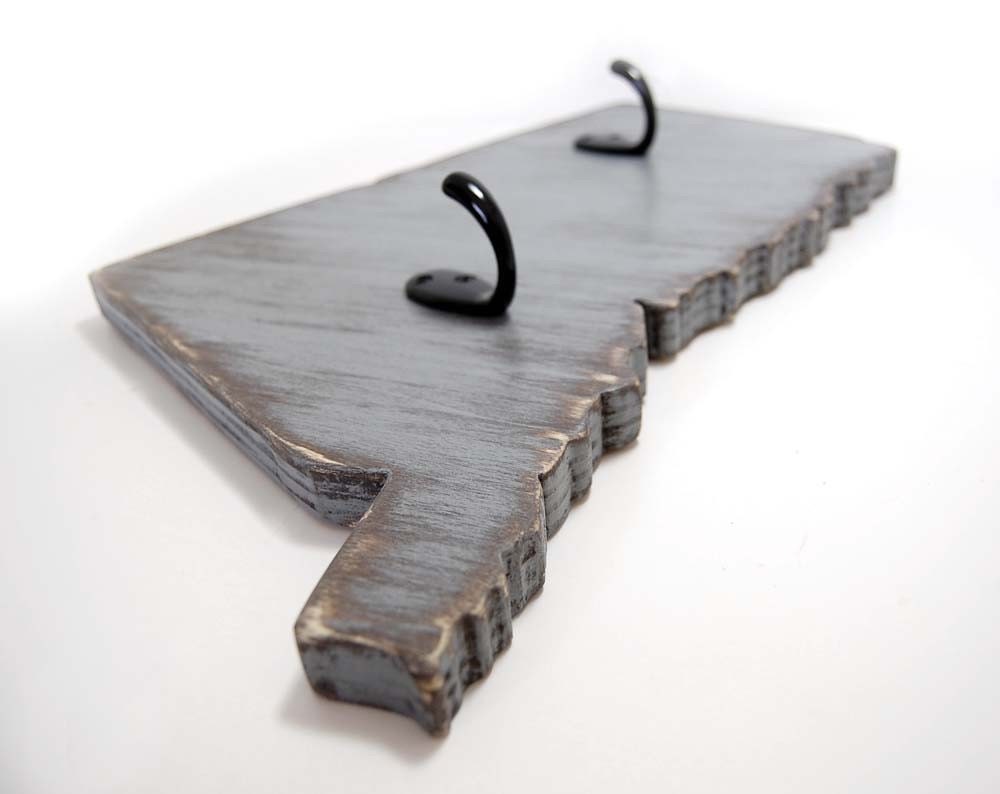 Connecticut key hook wall decor home organizer wood Slate Gray OR you choose