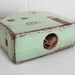 Wood house handpainted secret money place Light Turquoise No. 3