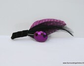 Contemporary Crystal Boutonniere Sangria Pink with Feather