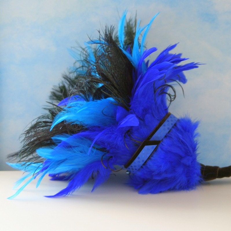 Royal Blue Contemporary Crystal and Feather Bouquet