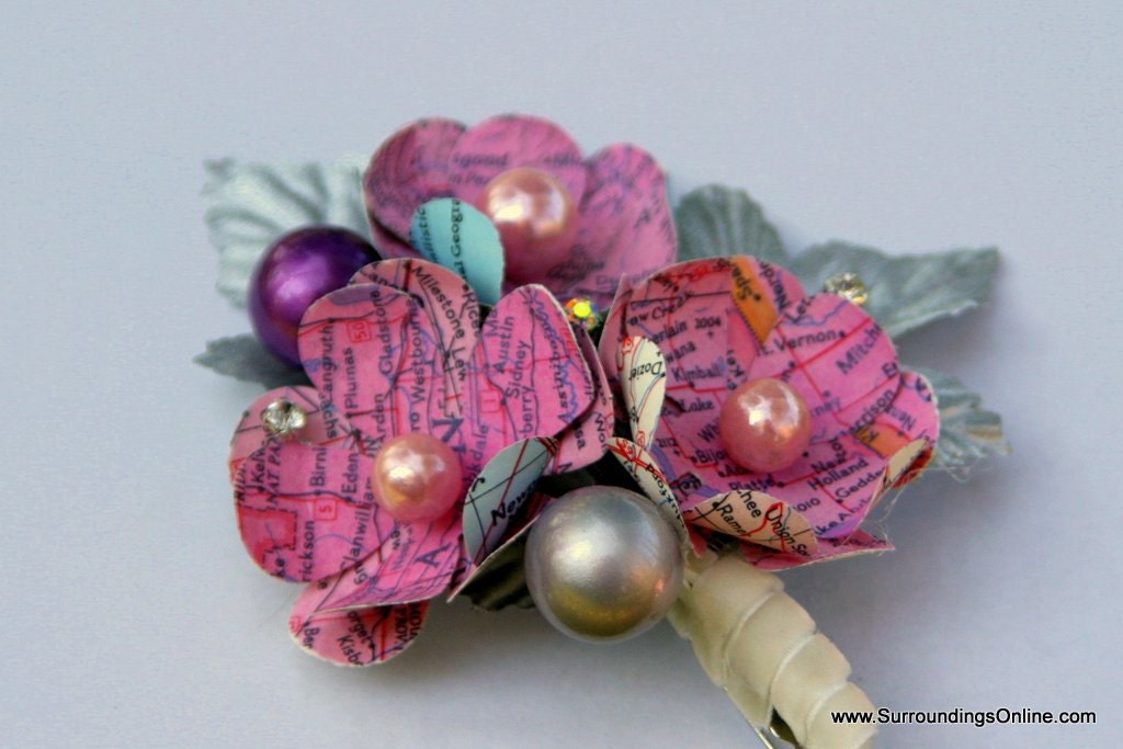 Perfectly Pink Destination Wedding Corsage - Travel Atlas Boutonniere