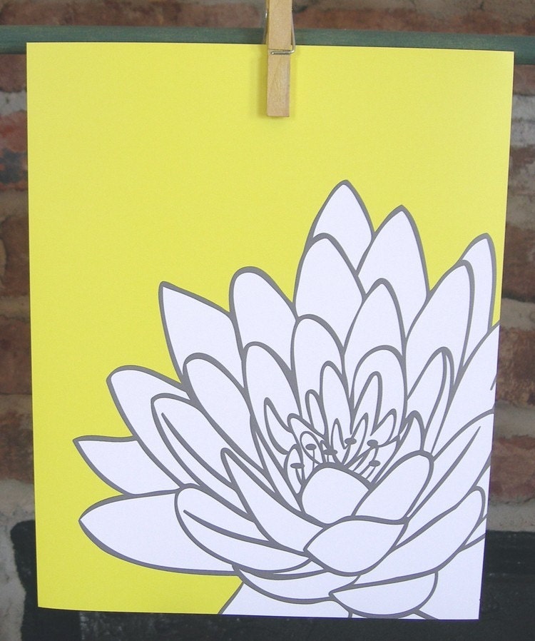 Yellow Gray Chrysanthemum Flower  - 8x10 Print