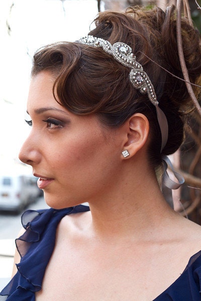 Beatrice Vintage Sequined and Beaded Silk Headband