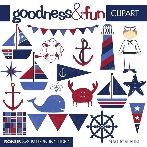 Buy 2 Sets, Get 2 Sets FREE - Digital Clipart  -  Nautical Fun