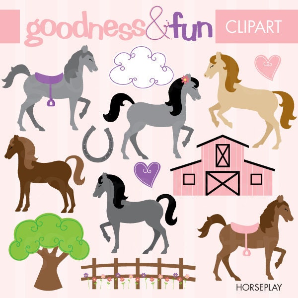 Buy 2 Sets, Get 2 Sets FREE - Digital Clipart  -  Horseplay