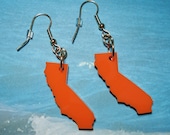 Acrylic California Earrings, State Earrings, Orange Lasercut Acrylic