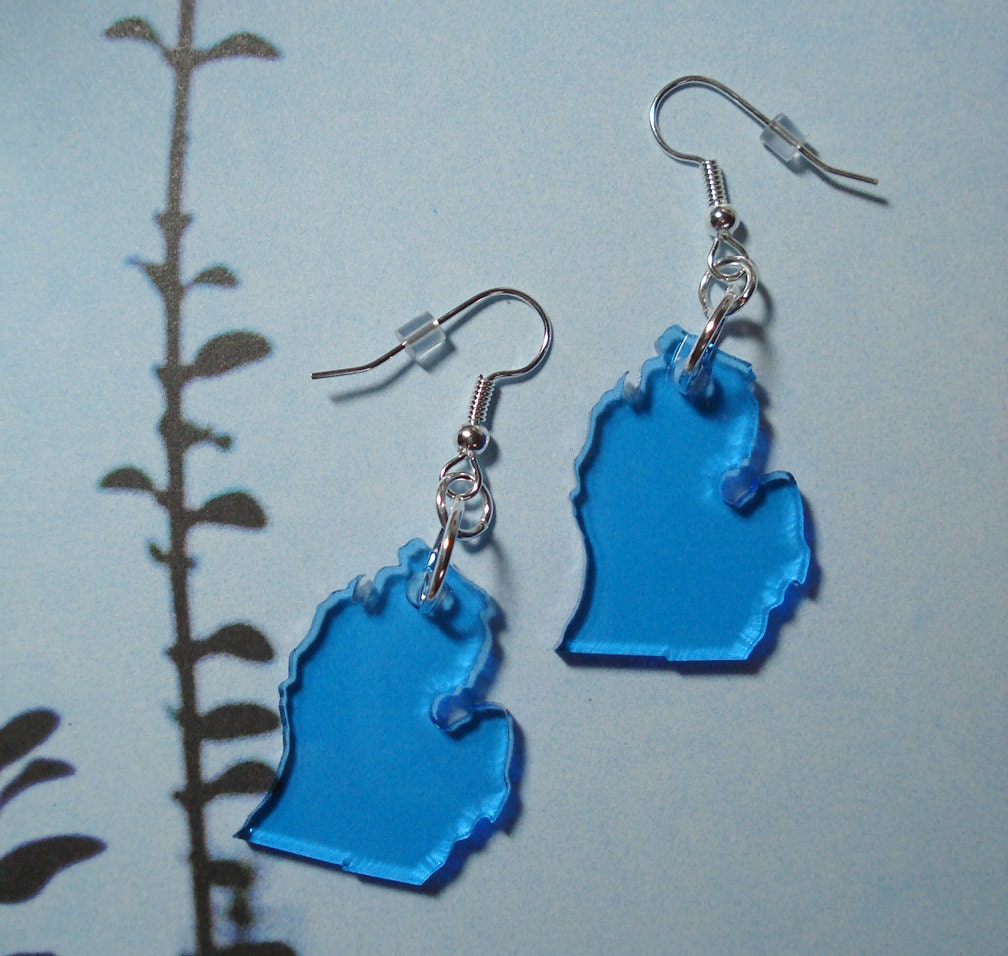 Blue Michigan Earrings - Light Blue Acrylic State Jewelry