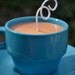 Blue cappuccino cup and saucer mocha brulee soy candle