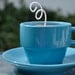 Blue cappuccino cup and saucer mocha brulee soy candle