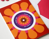 Thank you card bright orange and pink gerbera daisy folded 4x6 card in bold, vibrant summer colours