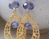 Lace Luxe Purple (handmade gold filigree and purple swarovski crystal chandelier earrings)
