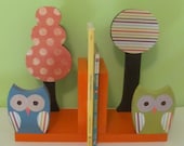 Owl Bookends with trees