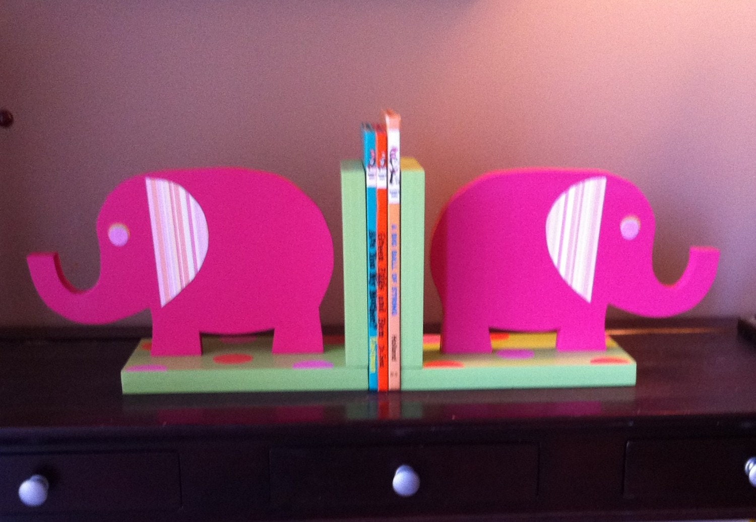 Wooden Elephant bookends