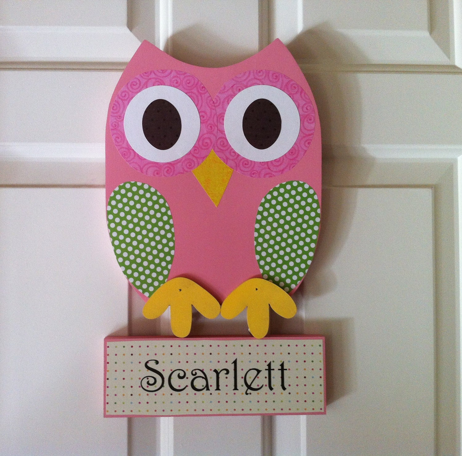 Owl Door Hanger with Name Sign wooden owl personalized owl