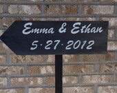 Personalized Free standing Wedding Directional wood Sign on 4ft stake with base