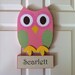 Owl Door Hanger with Name Sign wooden owl personalized owl