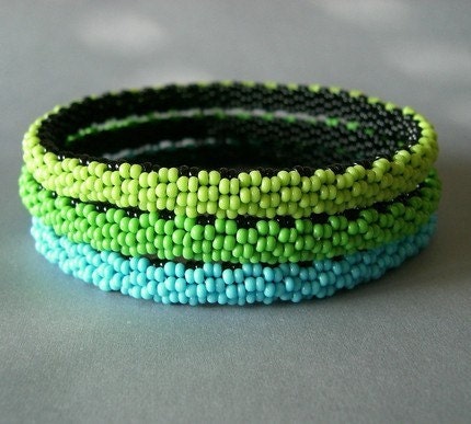 Closing Down Sale - Now only 20 Bucks - Totally Tubular - Peyote Stitch Bangles  FREE SHIPPING  (4131)