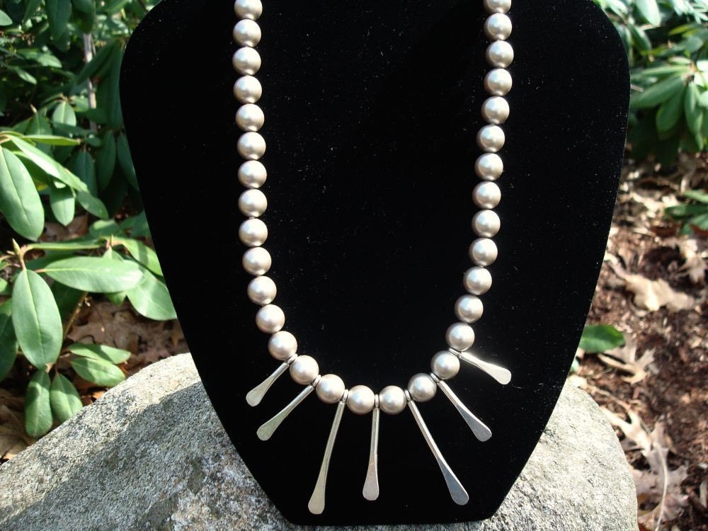 Swarovski Crystal Pearl Necklace With Karen Hill Tribe Silver