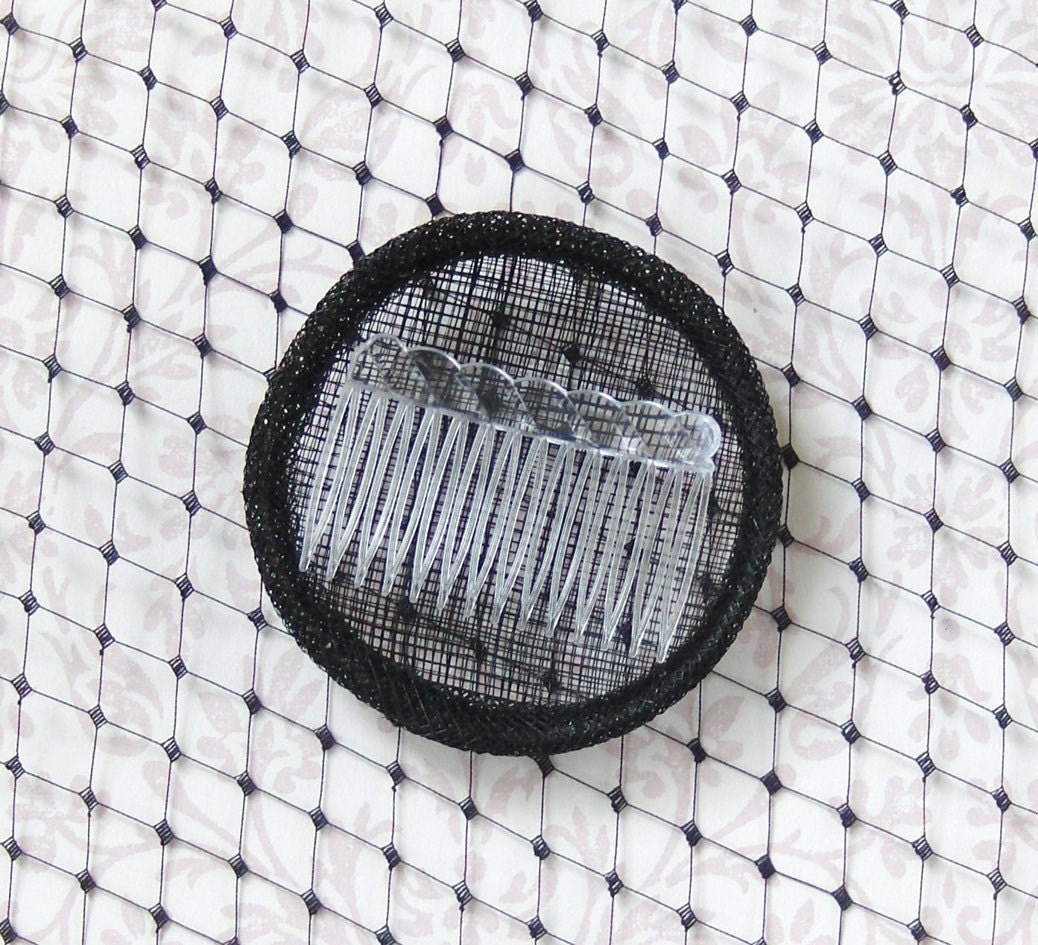 Fascinator kit, black base and millinery veiling