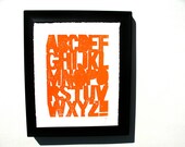 PRINT - Alphabet ORANGE LINOCUT 8x10