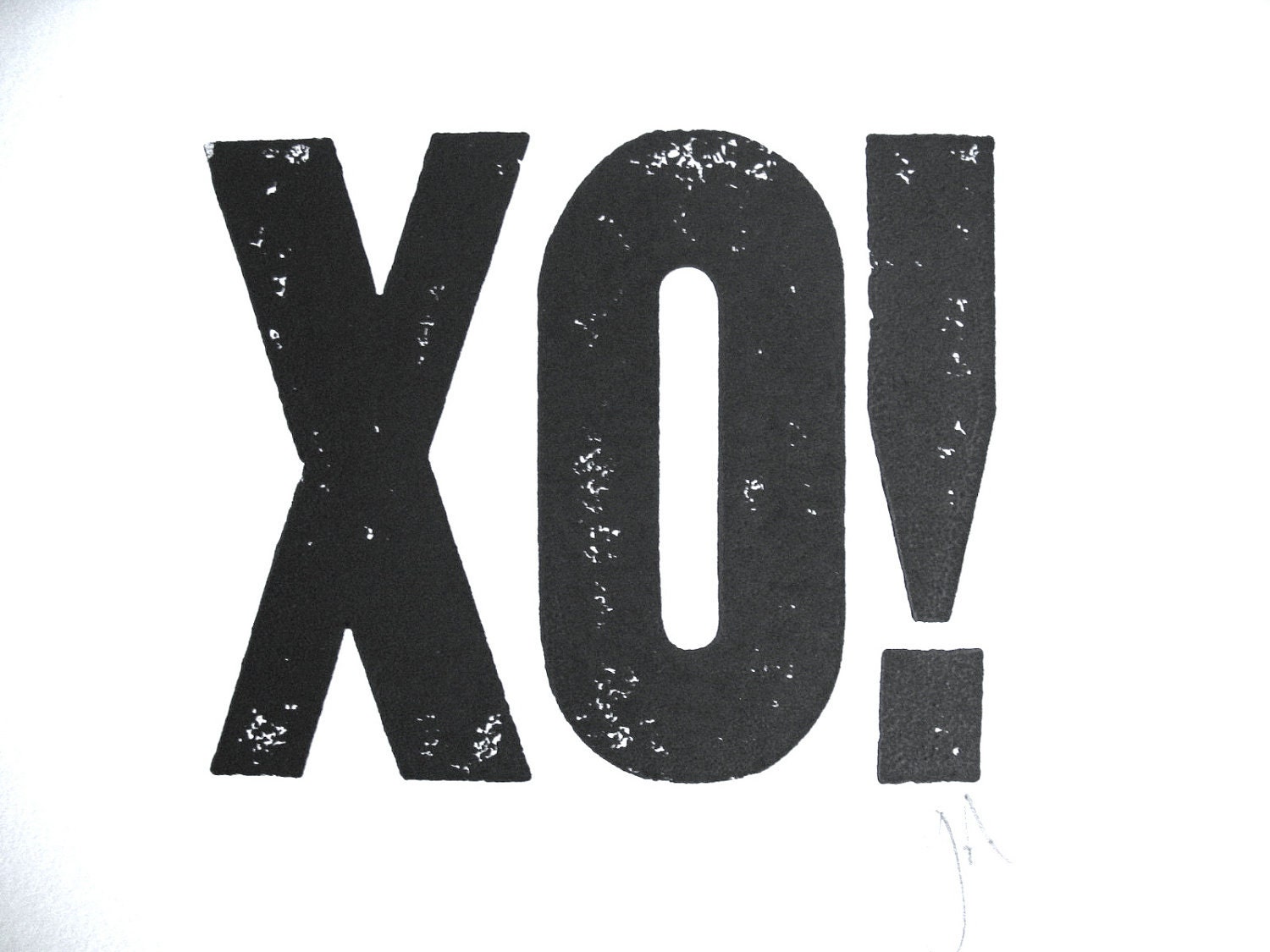 LETTERPRESS PRINT - XO black valentine typography poster 8x10